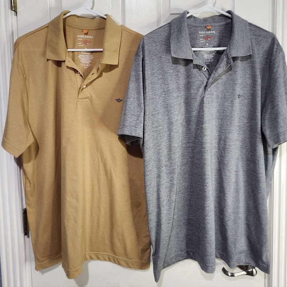 Dockers NWOT Men's Polo Shirts Size XL - Tan And Gray